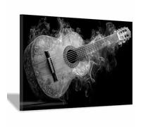 WQBQKKX Poster Mural Noir Et Blanc Tableau Salon En Toile Musique Affiche Décoration Murale Fleurs Moderne Minimaliste pour Salon Chambre(Noir 60)-70x100cm Encadrée