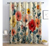WQBQKKX Rideau Paysageiques Fleurs Sauvages Thermiques à Oeilletspour Chambre Fenetre, Enfant Adolescents Rideaux Moderne Décoration-H240 x L140 cm (2 Panneaux)
