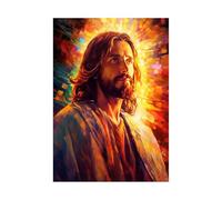 WQBQKKX Tableau De JéSus Poster de Jésus Impression sur toile, Abstrait coloré JéSus Décoration murale - Poster imprimé sur toile - 70x100cm Sans cadre(Or)