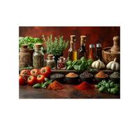 WQBQKKX Tableau Deco Cuisine Épice moderne Affiche Moderne Toile Tableau,Vert, rouge Peintures Murale Pour Salon Chambre Tableau Decoration-30x45cm Sans cadre