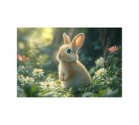 WQBQKKX Tableau décoratif animal Impression sur toile, Lapin de forêt Tableaux Art Mural pour Salon Chambre Cuisine Décoration - 70x100cm Sans cadre(Vert)