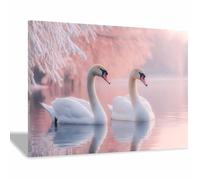 WQBQKKX Tableau sur toile hiver Animal Moderne Toile non tissée Salon chambre à coucher Neige Forêt Nature décorer(Rose 44)-60x80cm Encadrée