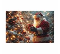 WQBQKKX Tableau sur toile hiver le père Noël Tableau Affiche Murale ImpriméS Pour Salle Bain Chambre Coucher(Or 64)-70x100cm Sans cadre