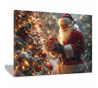 WQBQKKX Tableau sur toile hiver le père Noël Tableau Affiche Murale ImpriméS Pour Salle Bain Chambre Coucher(Or 64)-50x70cm Encadrée
