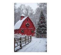 WQBQKKX Tableau sur toile hiver Noël Moderne Toile non tissée Salon chambre à coucher Neige Forêt Nature décorer(Rouge 44)-60x80cm Sans cadre