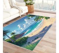 WQBQKKX Tapis, 3D océan Rug Mer Nature DéCoratifs Poils Ras ThèMe de La Plage De Tapis Lavable en Machine - pour Salon Bureau(Vert 48)-120x150cm