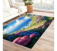 WQBQKKX Tapis Salon Chambre 3D océan Rug Forêt Bord de mer Chambre Adulte Salon Modern Vintage Abstrait Pastel Carpet(Vert 5)-240x300cm