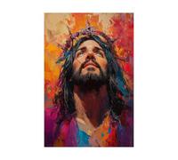 WQBQKKX Toile murale décorative avec Jésus, Aquarelle Jésus Murale Art Salon Maison jésus Toile Tableau Peinture Murale Decoration - 50x70cm Sans cadre(Jaune)