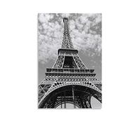 WQBYDS Impression Sur Toile 50 * 70cm Senza Cornice Retro guardando la Torre Eiffel in bianco e nero tela parete arte soggiorno poster camera da letto decorazione pittura
