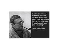 WQBYDS Impression sur toile Affiche 60 * 90cm Senza Cornice Jean-Paul Sartre Citazioni Tela Wall Art Soggiorno Poster Camera da letto Decor Pittura