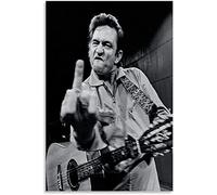 WQBYDS Toile Peinture 60 * 90cm Senza Cornice Il cantante Johnny Cash dà il dito Poster Decorazione Soggiorno Camera da letto Pittura