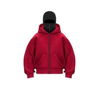 WQCMH Autumn and Winter Men's and Women's Casual Sportswear with Hooded Mask Design Sporty Plus Size Hoodie(Red,M)