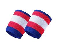 WQCMH Bracelet de Sueur de Poignet Bracelet Sportif Bandeau de Sueur Masculin Basketball Protections de Tennis Protecteur de Support Salle de Sport 2 PC(Bleu, Rouge, Blanc,8 cm de Longueur)