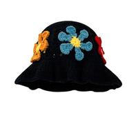 WQCMH Chapeaux De Seau, Chapeaux Au Crochet, Chapeaux ColoréS, Femmes, Cabanes D’Automne Et D’Hiver, PêCheurs Faits Main, Tricot(SchwarzA)