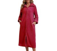 WQCMH Peignoir doux et chaud dans un peignoir en flanelle moelleux avec des poches pour l’hiver(Bourgogne,Grand)