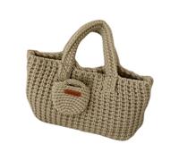 WQCMH Retro Handmade Crochet Bag Casual Handbag Shoulder Bag Autumn and Winter Tote Women's Armpit(30x14x8CM,Beige)
