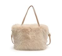 WQCMH Sac Fourre-Tout Seau Pour Femmes Design En Peluche Sacs À Main Pour Femmes Sacs D’éPaule D’Hiver(WEISS)