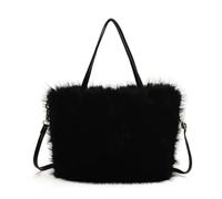 WQCMH Sac Fourre-Tout Seau Pour Femmes Design En Peluche Sacs À Main Pour Femmes Sacs D’éPaule D’Hiver(SCHWARZ)