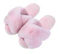 WQCMH Women'S Cozy Slippers Cross Band Memory Foam House Slippers Open Toe(36,Pink)