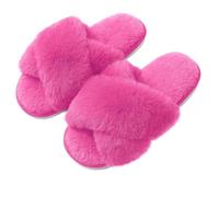 WQCMH Women'S Cozy Slippers Cross Band Memory Foam House Slippers Open Toe(37,Hot Pink)