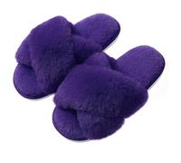 WQCMH Women'S Cozy Slippers Cross Band Memory Foam House Slippers Open Toe(40,Purple)