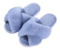 WQCMH Women'S Cozy Slippers Cross Band Memory Foam House Slippers Open Toe(42,Blue)