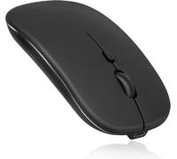 WQD-2.4GHz & Bluetooth Mouse, Rechargeable Wireless Mouse for Samsung Galaxy Tab S7 FE Bluetooth Wireless Mouse for Laptop/PC/Mac/iPad Pro/Computer/Tablet/Android Onyx Black
