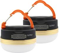 Wqd-2 Pack Camping Light Lantern Led Lampe Rechargeable Usb Étanche 3 Modes Power Bank Tent Lights Pour Camping En Plein Air Randonnée Urgence