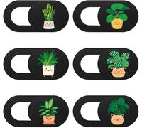 WQD-6 Pièces Cache de Webcam Slide, Cache camera ordinateur, Cache webcam, Protection de webcam avec motif floral pour préserver votre vie privée, Cache webcam pc portable(Noir)