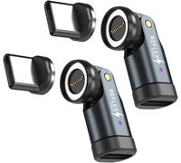 WQD-Adaptateur magnétique rotatif à 540°, charge rapide 240 W, 5 A, transfert de données, puce intelligente, indicateur LED, connecteur USB-C vers USB-C en alliage d'aluminium (lot de 2)