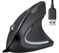 WQD-apm Kyno Souris Ergonomique Silencieuse Filaire, Souris Verticale, 1200 à 3600 DPI, 6 Boutons, LED, Prévention des TMS, pour Droitier PC Mac Ordinateur Portable, Clics Silencieux, 571166