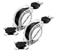 Wqd-Asicen - Lot De 2 Câbles De Charge Micro Usb 3 En 1 Rétractable - Lightning Vers Usb De Type C Pour Iphone, Ipad Mini/Pro/Air, Ipod, Samsung, Moto, Blackberry, Nokia, Lg, Google, Htc