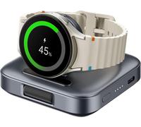 WQD-Chargeur Portable pour Samsung Galaxy Watch 8/8 Classic/7/Ultra/FE/6/6 Classic/5/5 Pro/4/4 Classic/3/Active 2/Active, 1800mAh Stations de Charge pour Voyage, 303S (Gris Tech)
