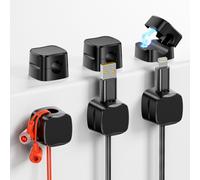 WQD-Clips Cable 6 Pièces, Magnétique Clip Cable avec Auto-adhésifs Clips Câble Rangement Management pour Câbles Chargeur Câble Organisateur Table Nuit Cuisine (Noir)