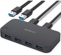 WQD-Commutateur USB 3.0, commutateur USB 2 Ordinateurs partagent 4 USB pour PC, Souris, Clavier, imprimante, Scanner, sélecteur de commutateur KVM USB Compatible avec Windows, Mac, Linux