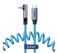 WQD-Eonvic Câble spiralé tressé USB de type C 3.2 GEN 2 20 Go/s 100 W 4K 60 Hz pour iPhone 15 Pro Max Plus, tablettes Samsung Galaxy, ordinateurs portables, Blackmagic Sony FX3 appareil photo (bleu,