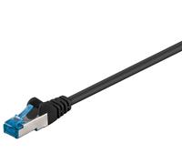 WQD-Goobay 92696 Câble patch CAT 6a Câble Ethernet double blindage S-FTP jusqu'à 10000 Mbits, 500 Mhz, câble cuivre sans halogène, connecteur RJ-45, contacts plaqués or, 0,5 m, noir
