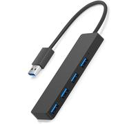 WQD-Hub USB 3.0, Hub à quatre interfaces USB 3.0, répartiteur USB, multiprise USB, convient pour PC, ordinateur portable, Xbox, PS5, clavier, souris, casque filaire, disque dur usb et plus (Noir)