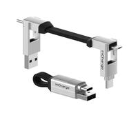 Wqd-Incharge 6 - Porte Clé Avec Cable Usb C 15w - Chargeur Usb C Universel Pour Appareils Mobiles 6en1 Avec Usb C, Cable Lightning Et Micro Usb, Magnétique Et Pliable, Cadeau Homme, Argent