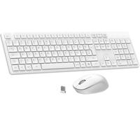 WQD-K786 Ensemble clavier et souris sans fil QWERTZ Clavier allemand sans fil avec souris, frappe silencieuse, 2,4 GHz avec nano récepteur USB 2 en 1 pour PC/ordinateur portable