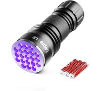 WQD-Lampe UV, 395nm Lampe Torche UV avec 21 LEDs Ultra-Violet, 3 Piles AAA Fournies pour Traceurs Fluorescents Chien Chat Tapis Détecteur Urine Scorpion Vérifie l'argent