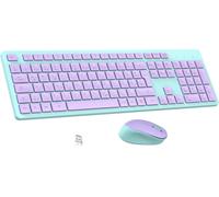 WQD-Leadsail K786 Ensemble clavier souris sans fil avec pavé numérique, disposition allemande QWERTZ, 2,4 GHz sans fil avec récepteur USB 2 en 1, durée de vie de la batterie de 12 mois pour PC/ordina