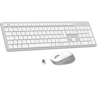 WQD-Leadsail K786 Ensemble clavier souris sans fil avec pavé numérique, disposition allemande QWERTZ, 2,4 GHz sans fil avec récepteur USB 2 en 1, durée de vie de la batterie de 12 mois pour PC/ordina