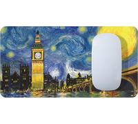 WQD-Multifonction Tapis de Souris, 3 en 1 Mouse Pad pour Ordinateur Bureau Gamer, Portable Lavable, Ultra Mince Mousepad, Protection d'Écran, Chiffons de Nettoyage en Microfibre, Nuit de Londres