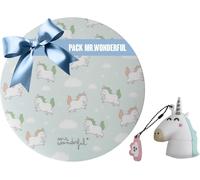 WQD-Pack Cadeau Femme, Mr Wonderful Porte-clés et clé USB Original 32 Go + Tapis de Souris Rond Licorne - Cadeaux Originaux Anniversaire et Noël pour Femme et Filles