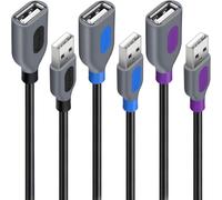 WQD-Rallonge USB 2.0 type A mâle vers type A femelle de 1,83 m pour chargement et synchronisation 3ft Noir, violet et bleu.