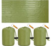 Wqd-Sac De Couchage De Survie, 3 Pièces Léger Imperméable Sac De Couchage D'urgence Avec Couverture De Survie Réutilisable Idéal Pour Camping Randonnée Sac A Viande Couchage Compact Et Thermique