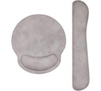 WQD-Set Repos Poignets Clavier & Tapis Souris Ergonomique 2-en-1 - Confort Ultime en PU Cuir & Mousse Mémoire - Bureau/Gaming - Léger, Soulagement Douleurs (Blanc gris)