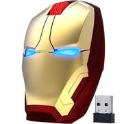 WQD-Souris sans Fil Iron Man pour Ordinateur Portable, Souris Optique silencieuse, Souris d`Ordinateur Fantaisie (Doré)