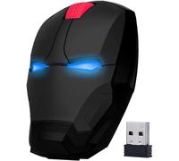 WQD-Souris sans Fil Iron Man pour Ordinateur Portable, Souris Optique silencieuse, Souris d¿Ordinateur Fantaisie (Noir)